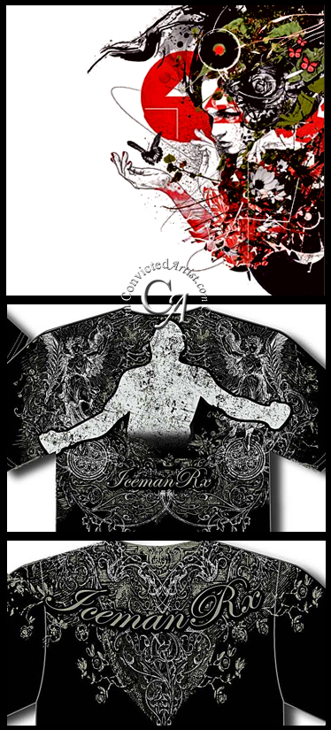 Art work created for marketing from Segerstrom Hall , Orange County / South Coast Metro  / Bottom: designed T-Shirt design for Chuck Lidell's ICE MAN RX